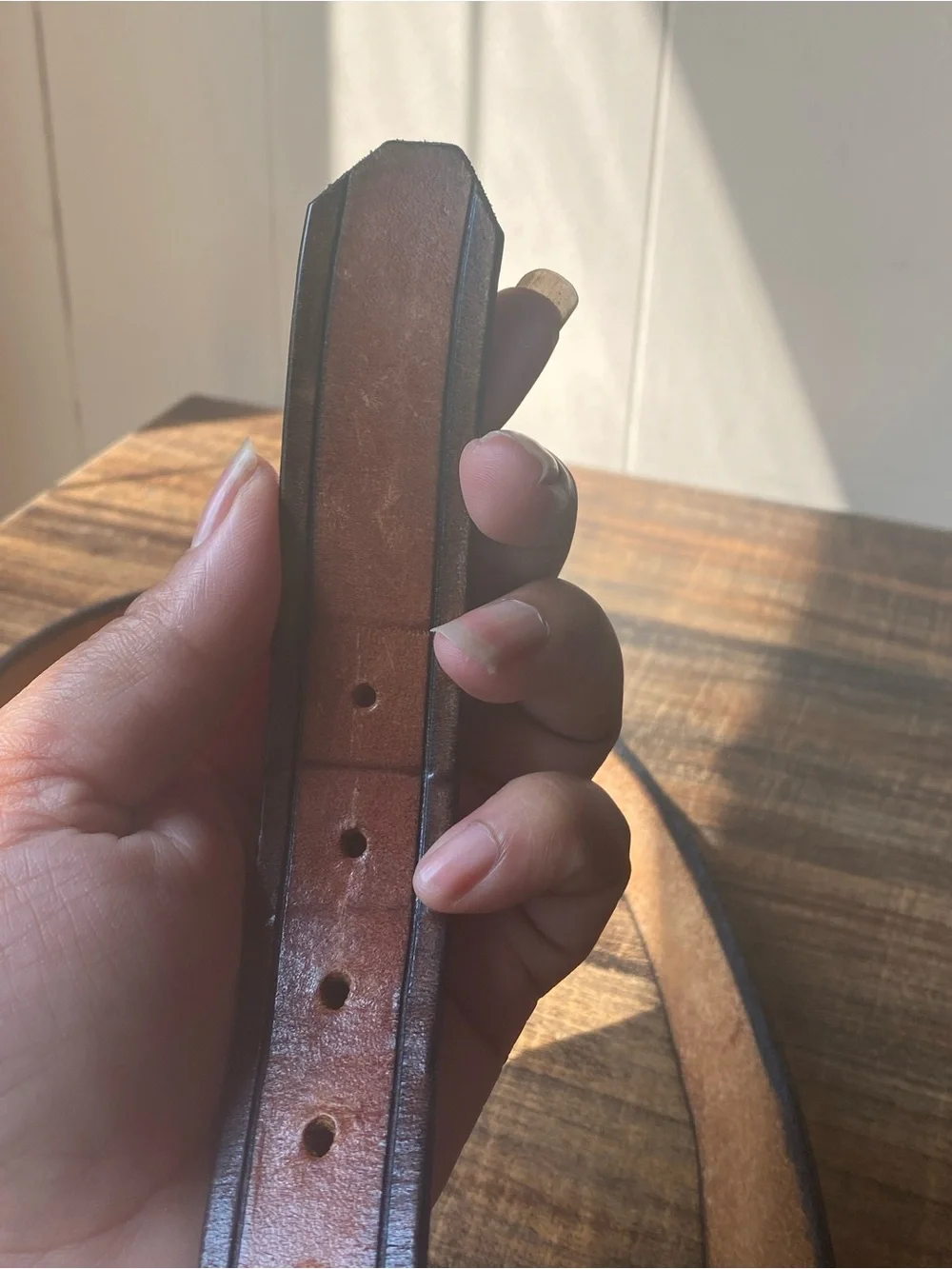 Vintage Handtooled Leather Belt, 34”